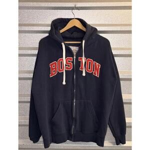 Vintage Boston Bay State Apparel Black Zip-Up Hoodie Sweatshirt, Size Medium